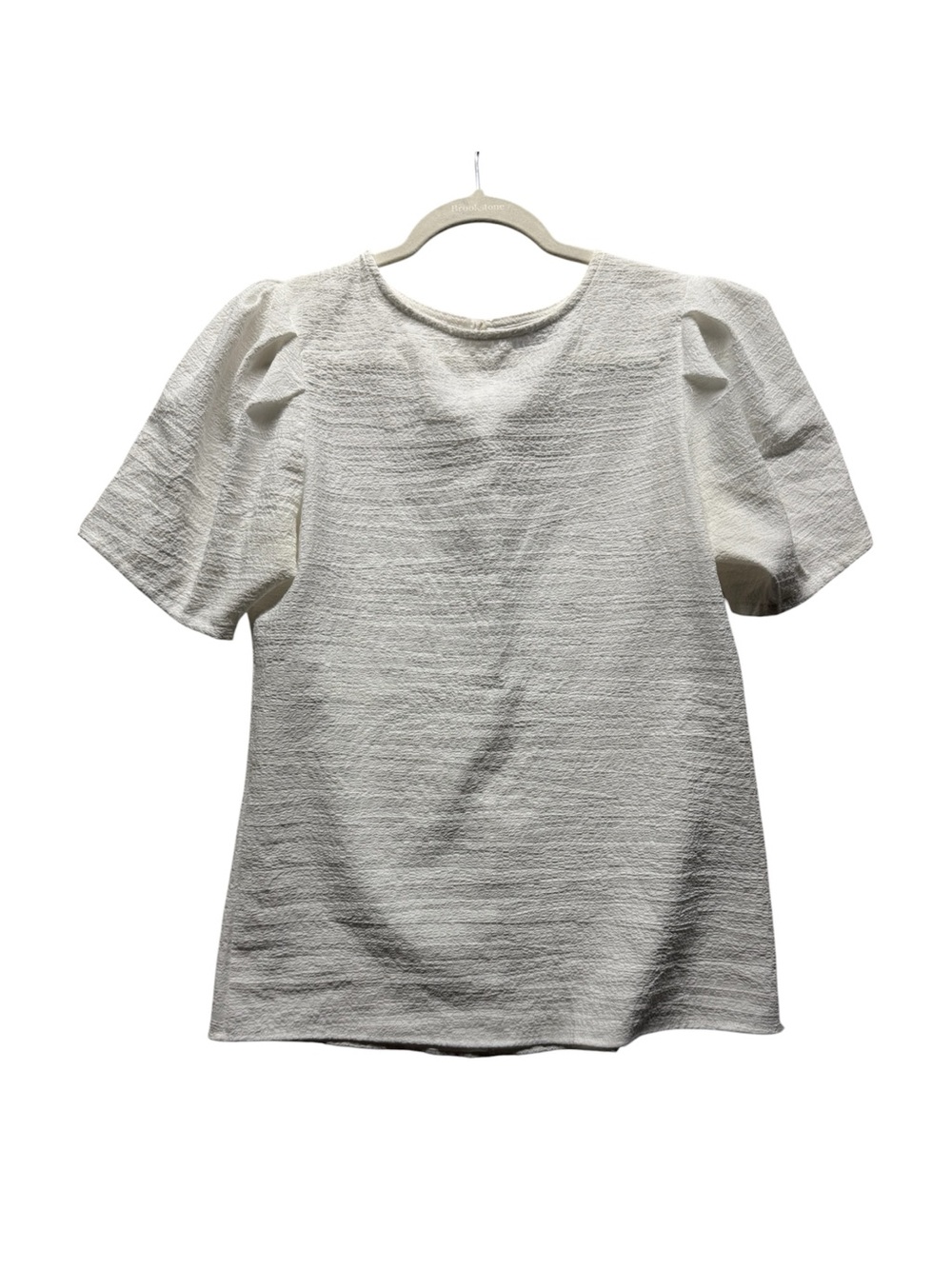 She Di White Textured Puff Sleeve Blouse Size M Short Sleeve Top
